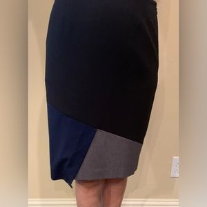 WHBM black skirt with gray and navy accents.  Size 10